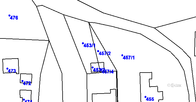 Parcela st. 457/2 v KÚ Březnice u Zlína, Katastrální mapa