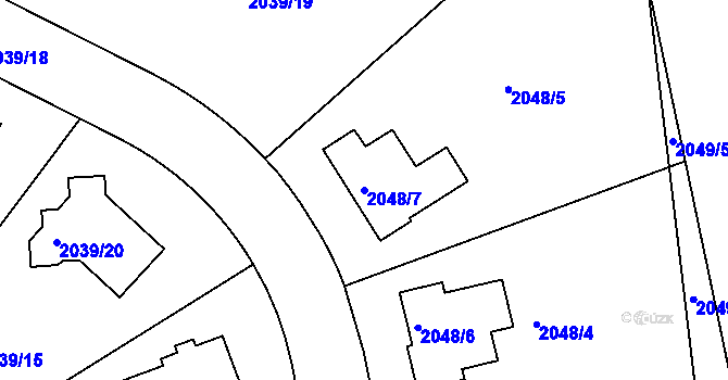 Parcela st. 2048/7 v KÚ Březnice u Zlína, Katastrální mapa