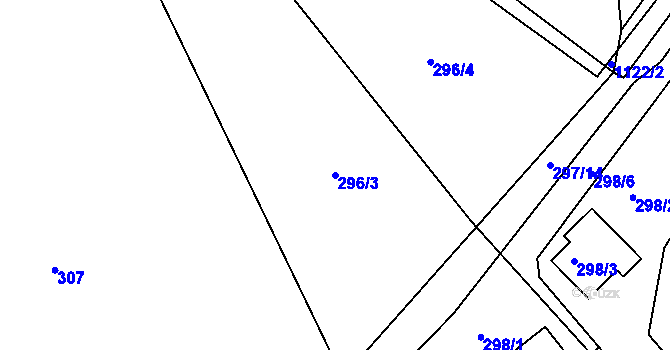 Parcela st. 296/3 v KÚ Březnice u Zlína, Katastrální mapa
