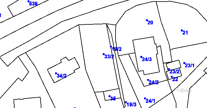 Parcela st. 33/2 v KÚ Březnice u Zlína, Katastrální mapa