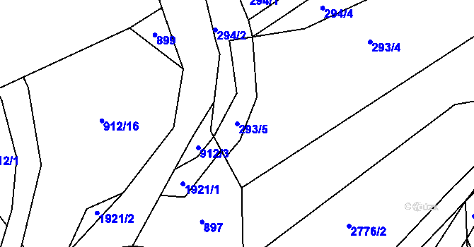 Parcela st. 293/5 v KÚ Březnice u Zlína, Katastrální mapa