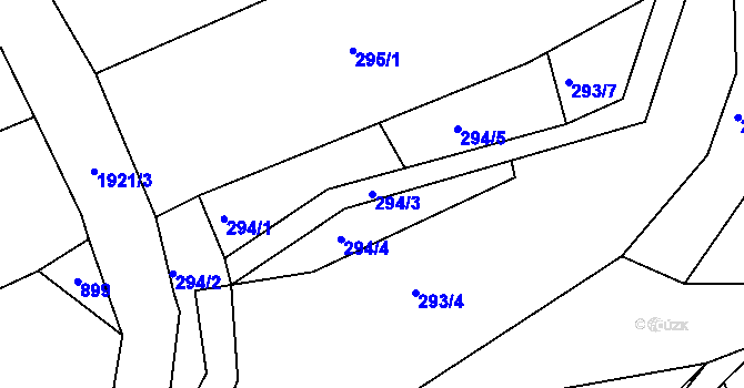 Parcela st. 294/3 v KÚ Březnice u Zlína, Katastrální mapa