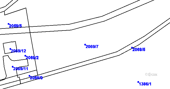 Parcela st. 2069/7 v KÚ Březnice u Zlína, Katastrální mapa