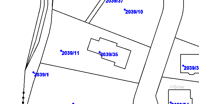Parcela st. 2039/35 v KÚ Březnice u Zlína, Katastrální mapa