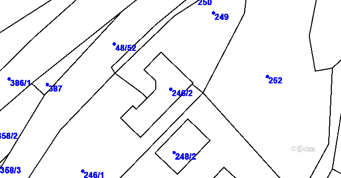 Parcela st. 246/2 v KÚ Březnice u Zlína, Katastrální mapa