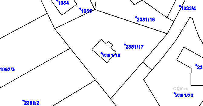 Parcela st. 2381/18 v KÚ Březnice u Zlína, Katastrální mapa