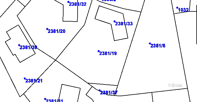 Parcela st. 2381/19 v KÚ Březnice u Zlína, Katastrální mapa