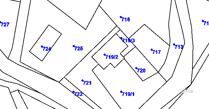 Parcela st. 719/2 v KÚ Březnice u Zlína, Katastrální mapa