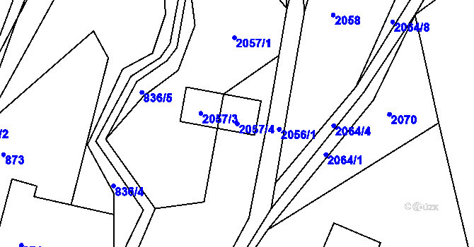 Parcela st. 2057/4 v KÚ Březnice u Zlína, Katastrální mapa