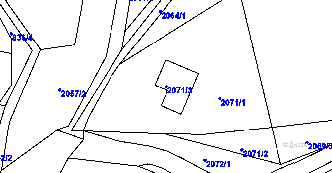 Parcela st. 2071/3 v KÚ Březnice u Zlína, Katastrální mapa