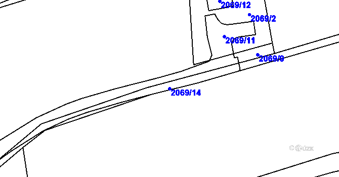 Parcela st. 2069/14 v KÚ Březnice u Zlína, Katastrální mapa
