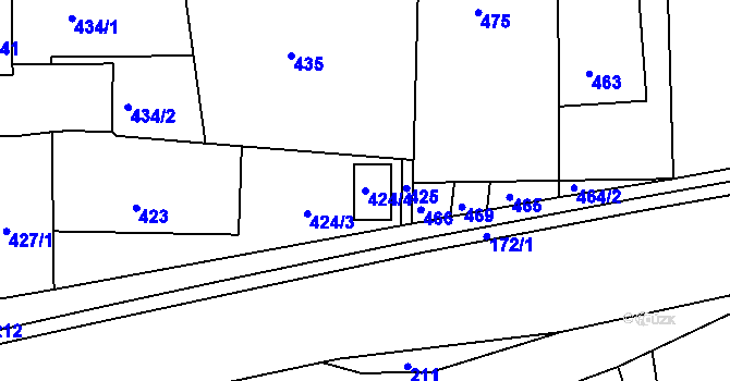 Parcela st. 424/4 v KÚ Březnice u Zlína, Katastrální mapa