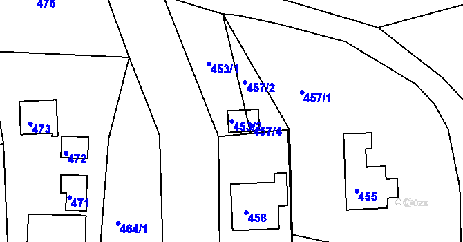 Parcela st. 453/2 v KÚ Březnice u Zlína, Katastrální mapa