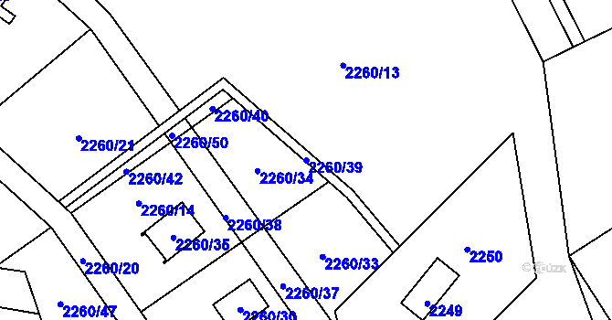 Parcela st. 2260/39 v KÚ Březnice u Zlína, Katastrální mapa