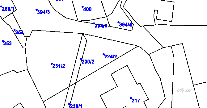 Parcela st. 224/2 v KÚ Březnice u Zlína, Katastrální mapa