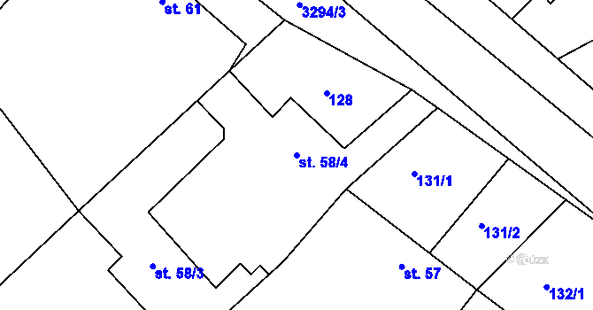 Parcela st. 58/4 v KÚ Březník, Katastrální mapa