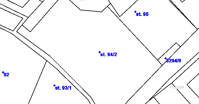 Parcela st. 94/2 v KÚ Březník, Katastrální mapa