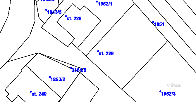 Parcela st. 229 v KÚ Březník, Katastrální mapa