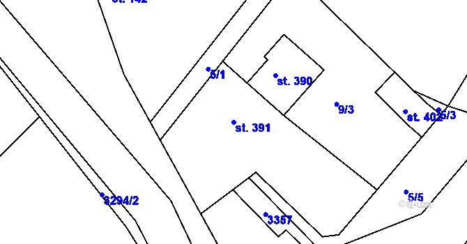 Parcela st. 391 v KÚ Březník, Katastrální mapa