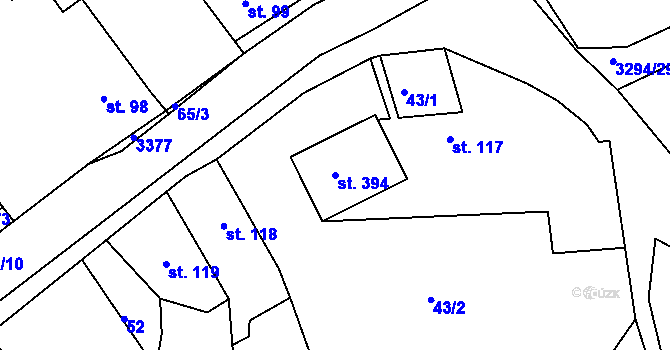 Parcela st. 394 v KÚ Březník, Katastrální mapa