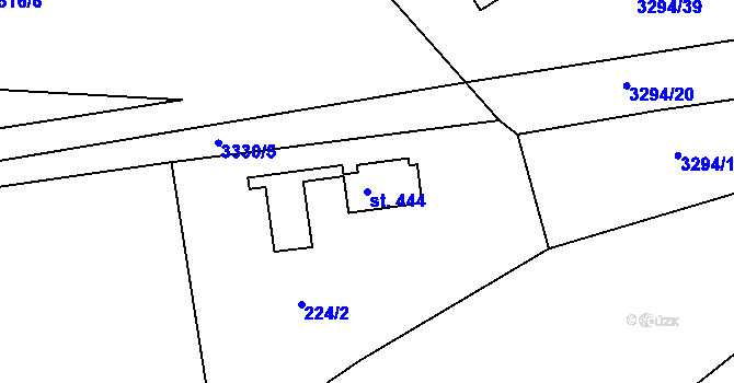Parcela st. 444 v KÚ Březník, Katastrální mapa