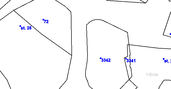 Parcela st. 7/2 v KÚ Březník, Katastrální mapa