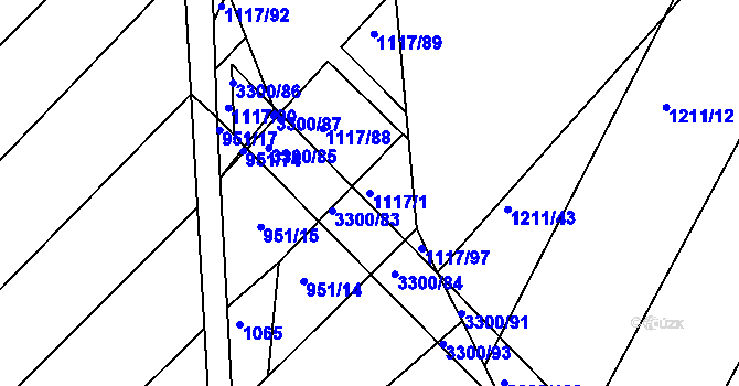 Parcela st. 1117/1 v KÚ Březník, Katastrální mapa