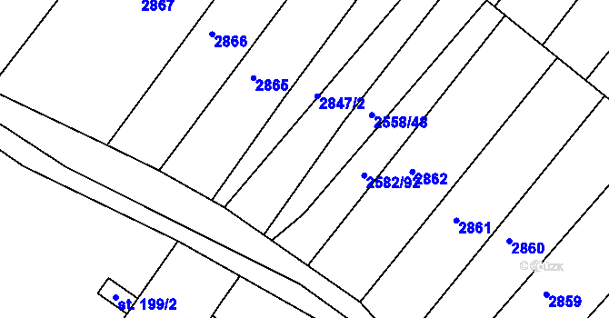 Parcela st. 2558/18 v KÚ Březník, Katastrální mapa