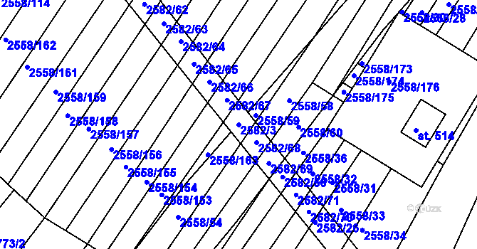 Parcela st. 2582/3 v KÚ Březník, Katastrální mapa