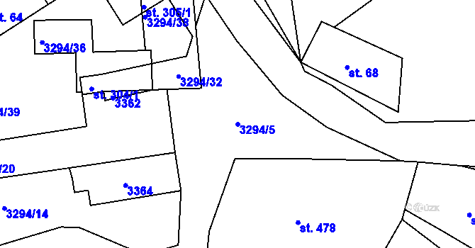 Parcela st. 3294/5 v KÚ Březník, Katastrální mapa