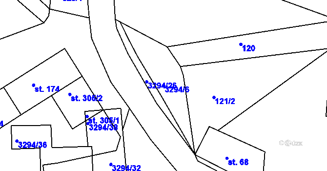 Parcela st. 3294/6 v KÚ Březník, Katastrální mapa