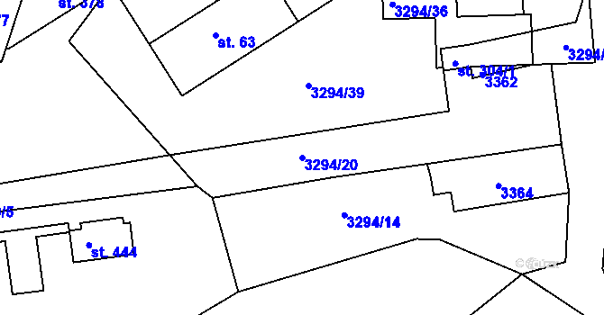 Parcela st. 3294/20 v KÚ Březník, Katastrální mapa