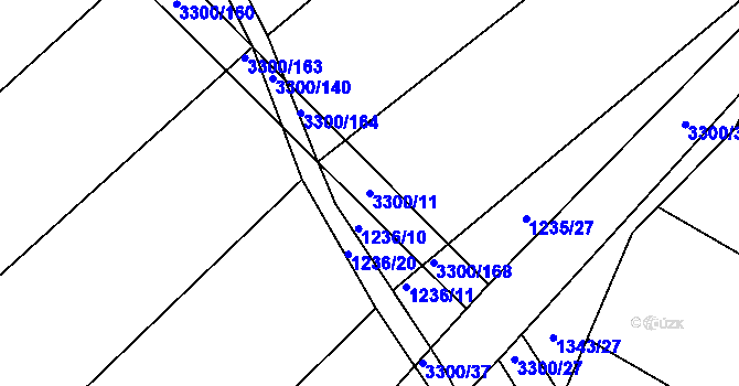 Parcela st. 3300/11 v KÚ Březník, Katastrální mapa