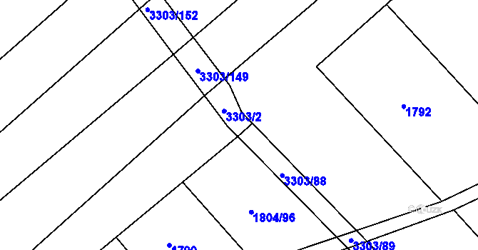 Parcela st. 3303/4 v KÚ Březník, Katastrální mapa