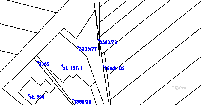 Parcela st. 3303/7 v KÚ Březník, Katastrální mapa