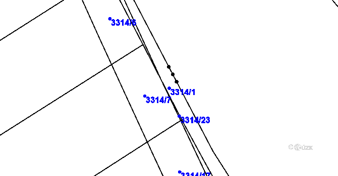 Parcela st. 3314/1 v KÚ Březník, Katastrální mapa