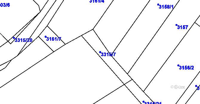 Parcela st. 3315/7 v KÚ Březník, Katastrální mapa