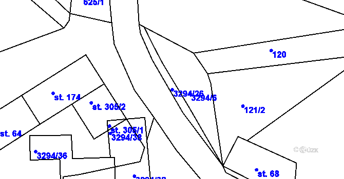 Parcela st. 3294/26 v KÚ Březník, Katastrální mapa