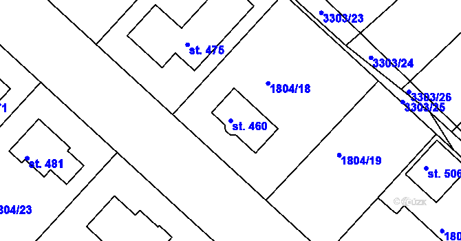 Parcela st. 460 v KÚ Březník, Katastrální mapa