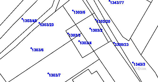 Parcela st. 1303/4 v KÚ Březník, Katastrální mapa
