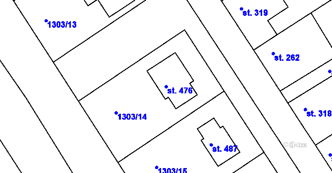 Parcela st. 476 v KÚ Březník, Katastrální mapa