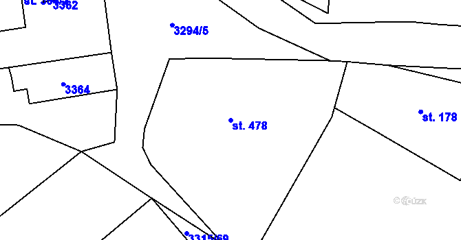 Parcela st. 478 v KÚ Březník, Katastrální mapa