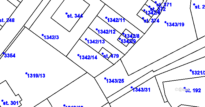 Parcela st. 479 v KÚ Březník, Katastrální mapa
