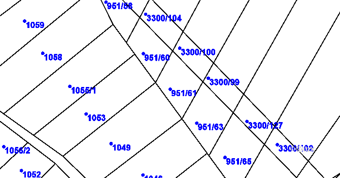Parcela st. 951/61 v KÚ Březník, Katastrální mapa