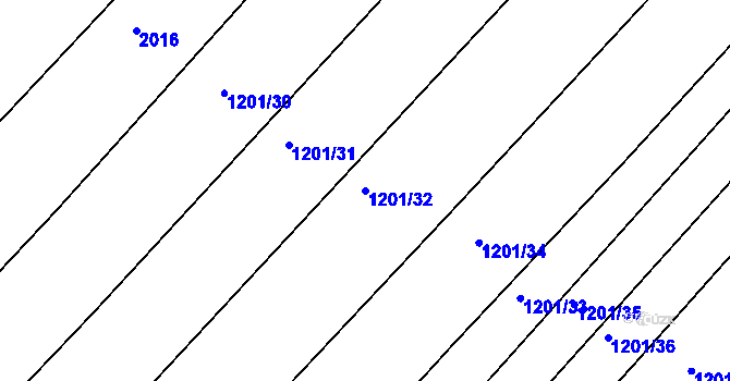 Parcela st. 1201/32 v KÚ Březník, Katastrální mapa