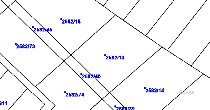 Parcela st. 2582/13 v KÚ Březník, Katastrální mapa