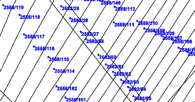Parcela st. 2582/59 v KÚ Březník, Katastrální mapa