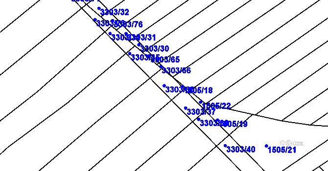 Parcela st. 3303/36 v KÚ Březník, Katastrální mapa