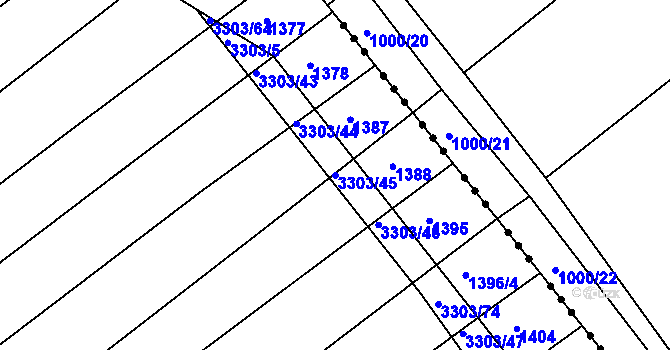 Parcela st. 3303/45 v KÚ Březník, Katastrální mapa