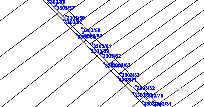 Parcela st. 3303/62 v KÚ Březník, Katastrální mapa
